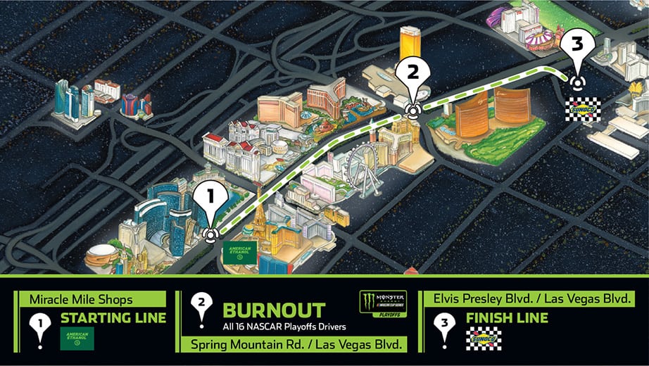 The route for Burnout Blvd presented by Sunoco