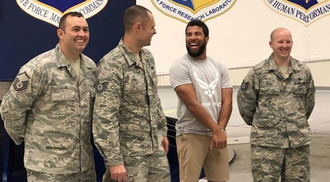 Featured Image for Bubba Wallace visits Wright-Patterson Air Force Base, takes home memories