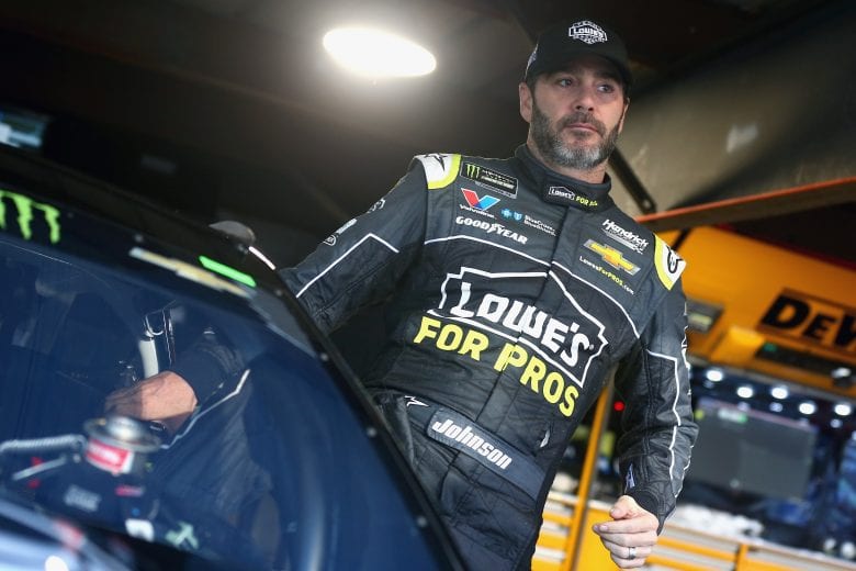 MARTINSVILLE, VA - OCTOBER 27:  Jimmie Johnson, driver of the #48 Lowe's for Pros Chevrolet, climbs into his car during practice for the Monster Energy NASCAR Cup Series First Data 500 at Martinsville Speedway on October 27, 2018 in Martinsville, Virginia.  (Photo by Sarah Crabill/Getty Images) | Getty Images