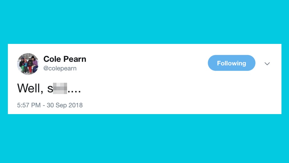 Tweet from Cole Pearn