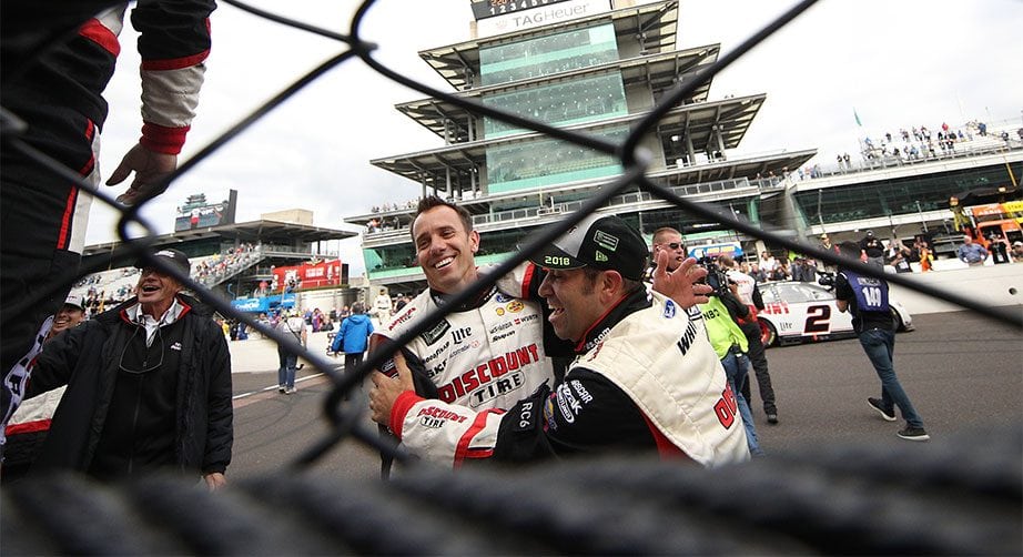 Paul Wolfe celebrating at Indy