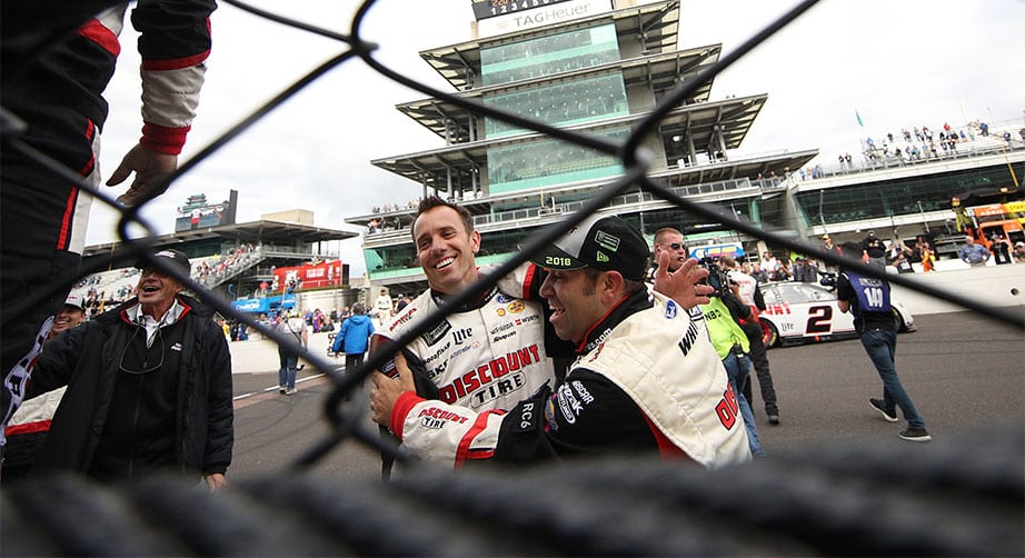 Paul Wolfe celebrating at Indy