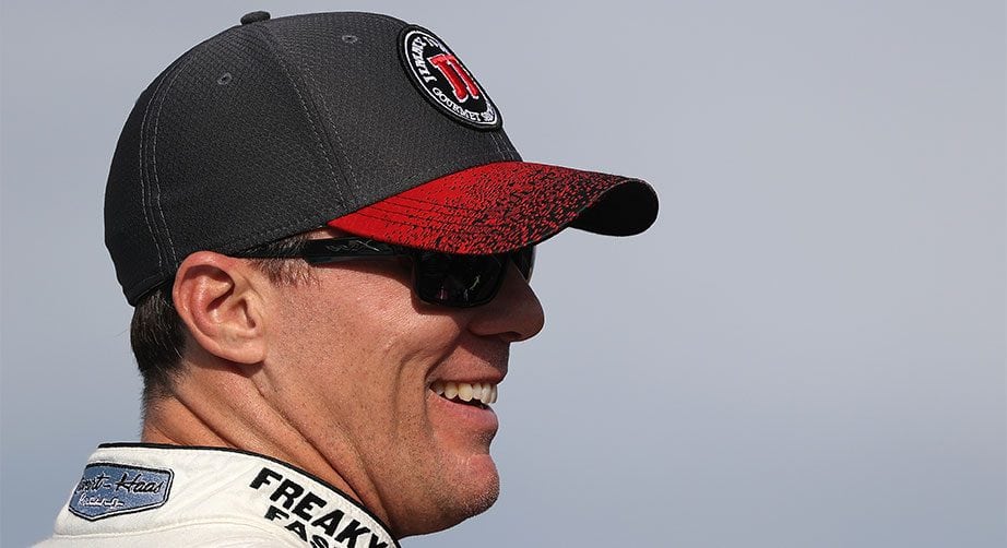 Kevin Harvick lets out a smile