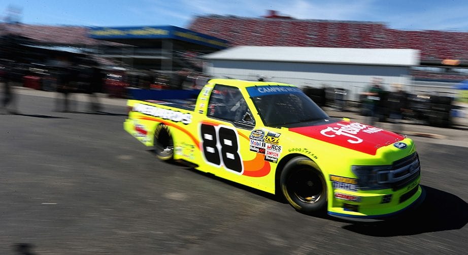 Matt Crafton heads out of the garage to take on Talladega Friday morning.