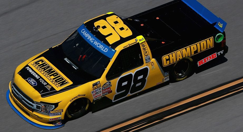Grant Enfinger takes a lap at Talladega.