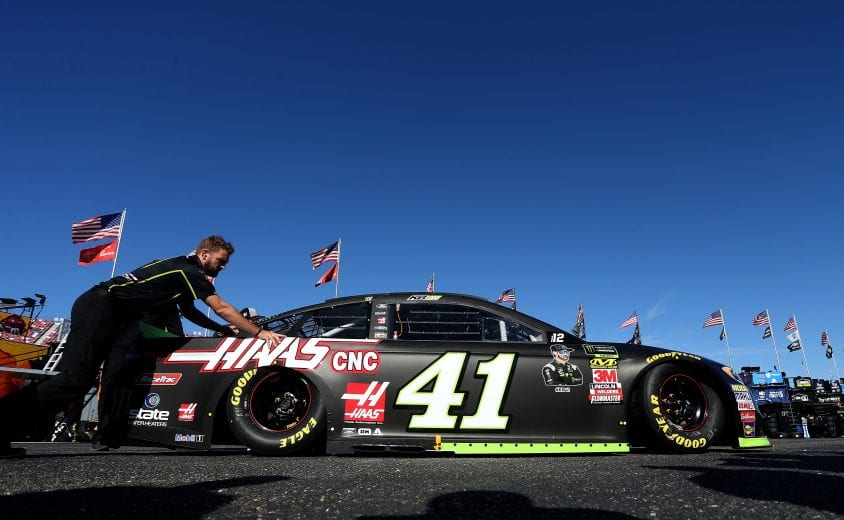 TALLADEGA, AL - OCTOBER 13:  Kurt Busch, driver of the #41 Monster Energy/Haas Automation Ford, has his car pushed through the garage area during practice for the Monster Energy NASCAR Cup Series 1000Bulbs.com 500 at Talladega Superspeedway on October 13, 2018 in Talladega, Alabama.  (Photo by Brian Lawdermilk/Getty Images) | Getty Images