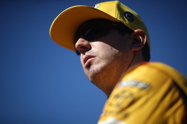 TALLADEGA, AL - OCTOBER 13:  Kyle Busch, driver of the #18 M&M's Toyota, walks through the garage during practice for the Monster Energy NASCAR Cup Series 1000Bulbs.com 500 at Talladega Superspeedway on October 13, 2018 in Talladega, Alabama.  (Photo by Chris Graythen/Getty Images) | Getty Images