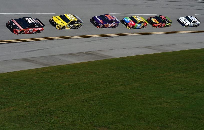 TALLADEGA, AL - OCTOBER 13:  Erik Jones, driver of the #20 Craftsman Toyota, leads a pack of cars during practice for the Monster Energy NASCAR Cup Series 1000Bulbs.com 500 at Talladega Superspeedway on October 13, 2018 in Talladega, Alabama.  (Photo by Jared C. Tilton/Getty Images) | Getty Images
