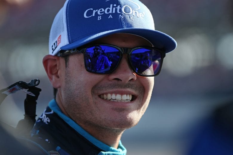 TALLADEGA, AL - OCTOBER 13:  Kyle Larson, driver of the #42 Credit One Bank Chevrolet, stands by his car during qualifying for the Monster Energy NASCAR Cup Series 1000Bulbs.com 500 at Talladega Superspeedway on October 13, 2018 in Talladega, Alabama.  (Photo by Matt Sullivan/Getty Images) | Getty Images
