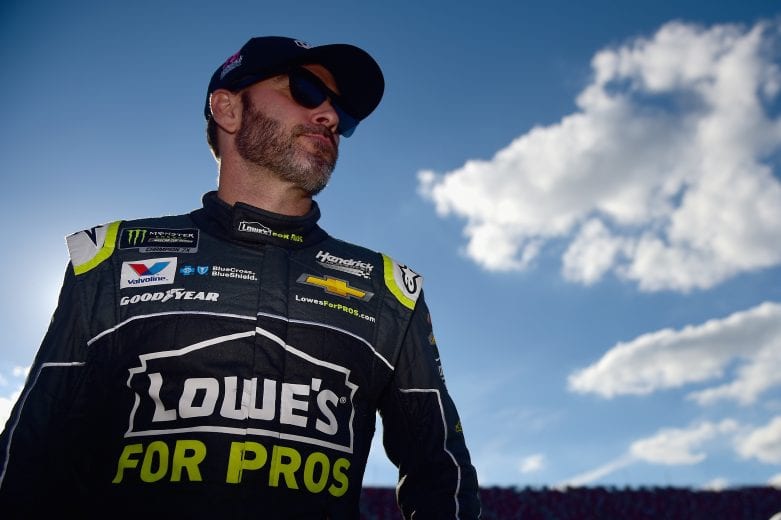 TALLADEGA, AL - OCTOBER 13:  Jimmie Johnson, driver of the #48 Lowe's for Pros Chevrolet, stands by his car during qualifying for the Monster Energy NASCAR Cup Series 1000Bulbs.com 500 at Talladega Superspeedway on October 13, 2018 in Talladega, Alabama.  (Photo by Jared C. Tilton/Getty Images) | Getty Images