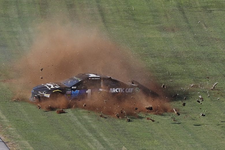 TALLADEGA, AL - OCTOBER 14:  Jamie McMurray, driver of the #1 Winter Park Construction/Arctic Cat Chevrolet, spins during the Monster Energy NASCAR Cup Series 1000Bulbs.com 500 at Talladega Superspeedway on October 14, 2018 in Talladega, Alabama.  (Photo by Matt Sullivan/Getty Images) | Getty Images