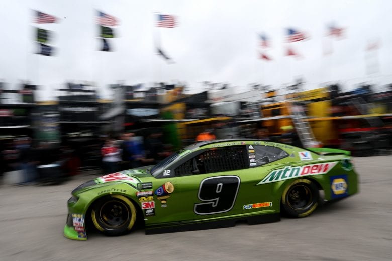 KANSAS CITY, KS - OCTOBER 19:  Chase Elliott, driver of the #9 Mountain Dew Chevrolet, drives during practice for the Monster Energy NASCAR Cup Series Hollywood Casino 400 at Kansas Speedway on October 19, 2018 in Kansas City, Kansas.  (Photo by Brian Lawdermilk/Getty Images) | Getty Images