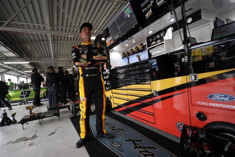 KANSAS CITY, KS - OCTOBER 19:  Clint Bowyer, driver of the #14 Dekalb Ford, stands in the garage area during practice for the Monster Energy NASCAR Cup Series Hollywood Casino 400 at Kansas Speedway on October 19, 2018 in Kansas City, Kansas.  (Photo by Chris Graythen/Getty Images) | Getty Images