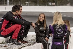 NEW SMYRNA BEACH, FL - OCTOBER 23: Left to right, Chase Cabre, Perry Patino, Brittney Zamora, Brooke Storer, and Gracie Trotter, NASCAR Drive for Diversity Combine, at New Smyrna Speedway on October 23, 2018 in New Smyrna Beach, Florida. (Photo by Brian Cleary/Getty Images) | Getty Images