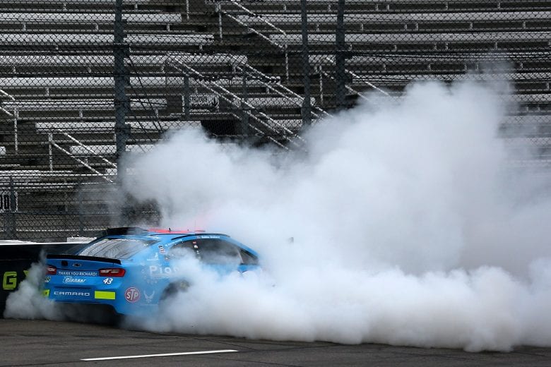 MARTINSVILLE, VA - OCTOBER 27: Bubba Wallace, driver of the #43 Pioneer Records Management Chevrolet, is involved in an on-track incident during qualifying for the Monster Energy NASCAR Cup Series First Data 500 at Martinsville Speedway on October 27, 2018 in Martinsville, Virginia. (Photo by Sarah Crabill/Getty Images) | Getty Images