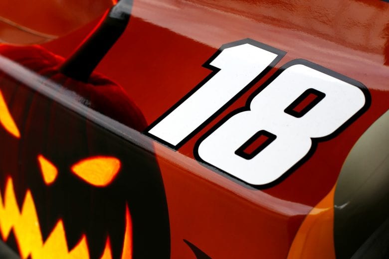 MARTINSVILLE, VA - OCTOBER 28: A detailed view of the #18 M&M's Halloween Toyota is seen before the Monster Energy NASCAR Cup Series First Data 500 at Martinsville Speedway on October 28, 2018 in Martinsville, Virginia. (Photo by Sarah Crabill/Getty Images) | Getty Images