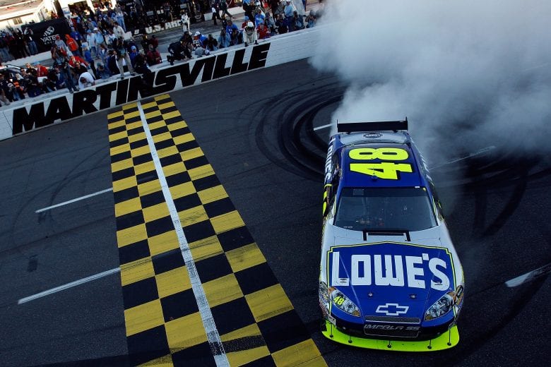 Jimmie Johnson wins at Martinsville in 2008.