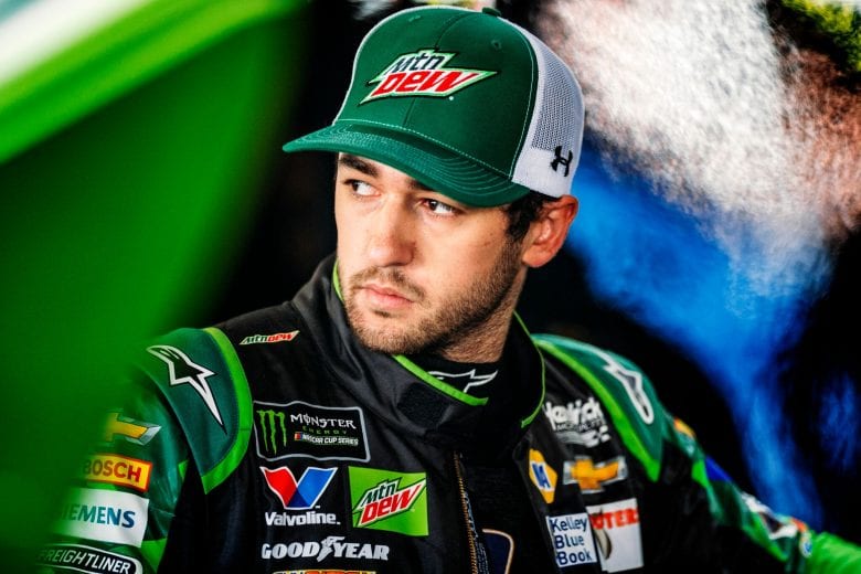 Chase Elliott in the garage at Kansas.