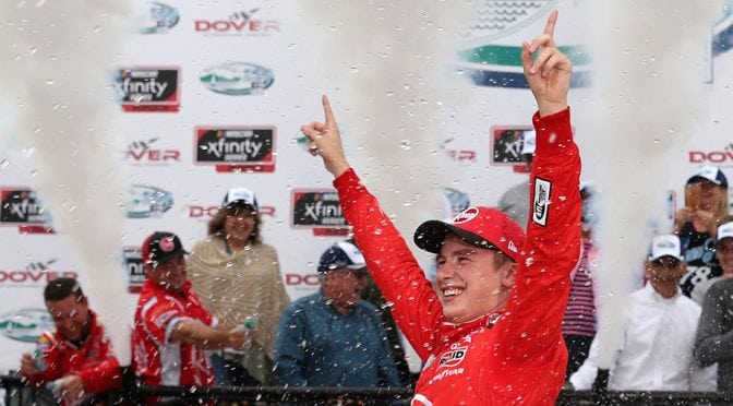Featured image for Bell earns rookie-record sixth win of 2018 at Dover