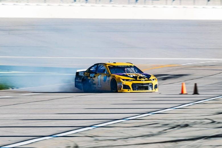 Jamie Mcmurray takes his car back to the garage at Kansas.