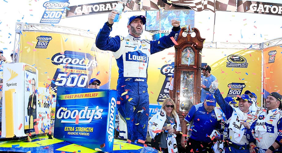 Jimmie Johnson celebrates at Martinsville in 2016