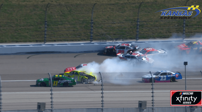 Featured image for Xfinity playoff drivers involved in wreck on opening lap at Kansas