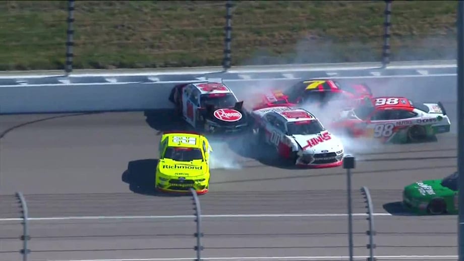Xfinity Series wreck on Lap 1 at Kansas.