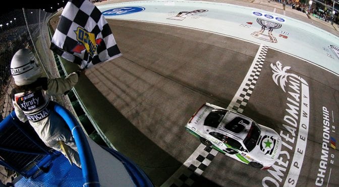 Featured Image for Reddick rides daring strategy to victory in Miami, 2018 Xfinity championship
