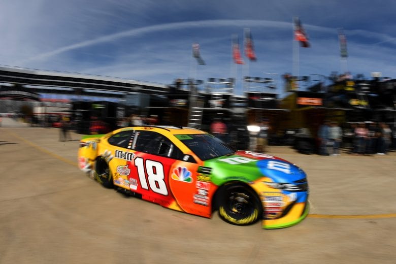 FORT WORTH, TX - NOVEMBER 02: Kyle Busch drives the #18 M&M's Toyota through the garage area during practice for the Monster Energy NASCAR Cup Series AAA Texas 500 at Texas Motor Speedway on November 2, 2018 in Fort Worth, Texas. (Photo by Josh Hedges/Getty Images) | Getty Images