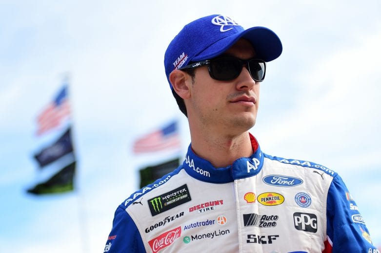 FORT WORTH, TX - NOVEMBER 03: Joey Logano, driver of the #22 AAA Insurance Ford, stands in the garage area during practice for the Monster Energy NASCAR Cup Series AAA Texas 500 at Texas Motor Speedway on November 3, 2018 in Fort Worth, Texas. (Photo by Jared C. Tilton/Getty Images) | Getty Images