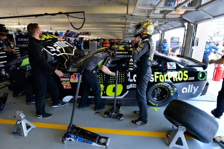 FORT WORTH, TX - NOVEMBER 03: Jimmie Johnson, driver of the #48 Lowe's for Pros Chevrolet, stands in the garage during practice for the Monster Energy NASCAR Cup Series AAA Texas 500 at Texas Motor Speedway on November 3, 2018 in Fort Worth, Texas. (Photo by Robert Laberge/Getty Images) | Getty Images