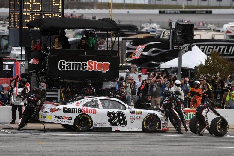 FORT WORTH, TX - NOVEMBER 03: Christopher Bell, driver of the #20 GameStop NBA 2K19 Toyota, pits during the NASCAR Xfinity Series O'Reilly Auto Parts 300 at Texas Motor Speedway on November 3, 2018 in Fort Worth, Texas. (Photo by Brian Lawdermilk/Getty Images) | Getty Images