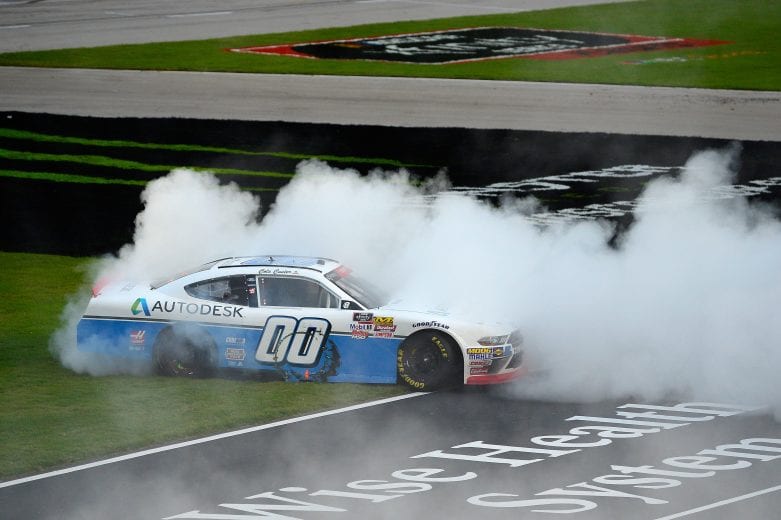 FORT WORTH, TX - NOVEMBER 03: Cole Custer, driver of the #00 Autodesk Ford, celebrates with a burnout after winning the NASCAR Xfinity Series O'Reilly Auto Parts 300 at Texas Motor Speedway on November 3, 2018 in Fort Worth, Texas. (Photo by Robert Laberge/Getty Images) | Getty Images