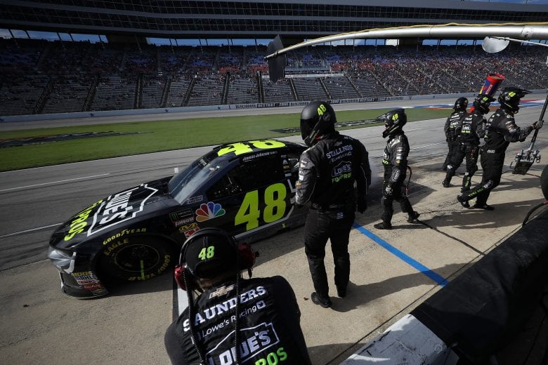 FORT WORTH, TX - NOVEMBER 04: Jimmie Johnson, driver of the #48 Lowe's for Pros Chevrolet, pits during the Monster Energy NASCAR Cup Series AAA Texas 500 at Texas Motor Speedway on November 4, 2018 in Fort Worth, Texas. (Photo by Chris Graythen/Getty Images) | Getty Images