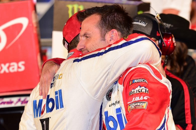FORT WORTH, TX - NOVEMBER 04: Kevin Harvick, driver of the #4 Mobil 1 Ford, hugs crew chief Rodney Childers after winning the Monster Energy NASCAR Cup Series AAA Texas 500 at Texas Motor Speedway on November 4, 2018 in Fort Worth, Texas. (Photo by Jared C. Tilton/Getty Images) | Getty Images