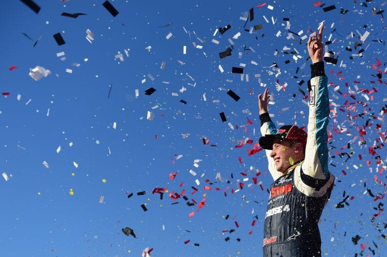 PHOENIX, AZ - NOVEMBER 10:  Christopher Bell, driver of the #20 GameStop Just Cause 4 Toyota, celebrates in Victory Lane after winning the NASCAR Xfinity Series Whelen Trusted To Perform 200 at ISM Raceway on November 10, 2018 in Phoenix, Arizona.  (Photo by Jared C. Tilton/Getty Images) | Getty Images