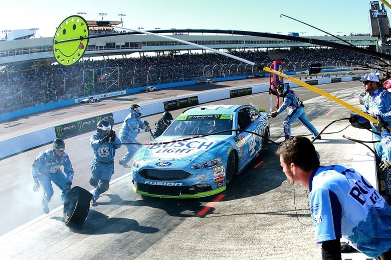 PHOENIX, AZ - NOVEMBER 11:  Kevin Harvick, driver of the #4 Busch Light Ford, pits after having a tire deflate during the Monster Energy NASCAR Cup Series Can-Am 500 at ISM Raceway on November 11, 2018 in Phoenix, Arizona.  (Photo by Sean Gardner/Getty Images) | Getty Images