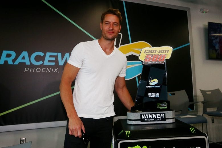 PHOENIX, AZ - NOVEMBER 11:  Actor Justin Hartley poses for a photo at the driver's meeting prior to the Monster Energy NASCAR Cup Series Can-Am 500 at ISM Raceway on November 11, 2018 in Phoenix, Arizona.  (Photo by Sarah Crabill/Getty Images) | Getty Images