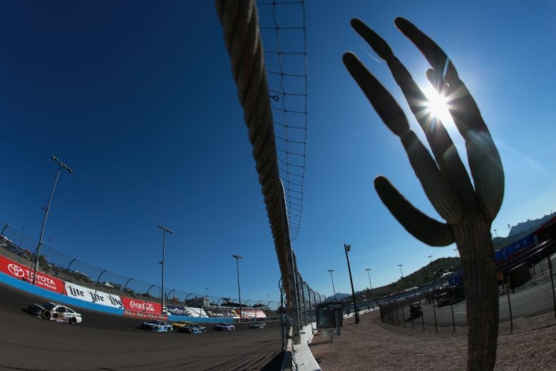 PHOENIX, AZ - NOVEMBER 11:  Aric Almirola, driver of the #10 Smithfield Ford, leads a pack of cars during the Monster Energy NASCAR Cup Series Can-Am 500 at ISM Raceway on November 11, 2018 in Phoenix, Arizona.  (Photo by Sean Gardner/Getty Images) | Getty Images