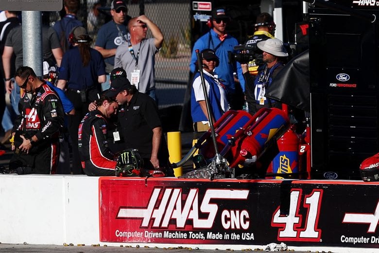 PHOENIX, AZ - NOVEMBER 11:  Former driver and co-owner of Stewart-Haas Racing, Tony Stewart, consoles Kurt Busch, driver of the #41 Haas Automation/Monster Energy Ford, after an on-track incident during the Monster Energy NASCAR Cup Series Can-Am 500 at ISM Raceway on November 11, 2018 in Phoenix, Arizona.  (Photo by Sarah Crabill/Getty Images) | Getty Images