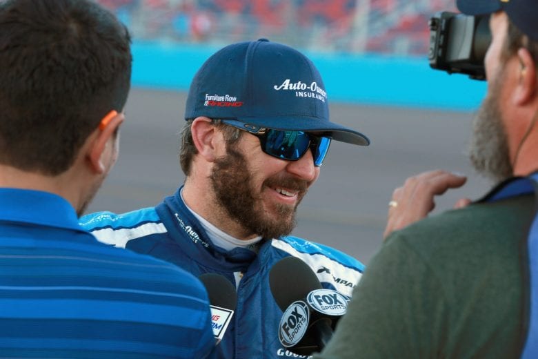 PHOENIX, AZ - NOVEMBER 11:  Martin Truex Jr., driver of the #78 Auto-Owners Insurance Toyota, speaks with the media following the Monster Energy NASCAR Cup Series Can-Am 500 at ISM Raceway on November 11, 2018 in Phoenix, Arizona.  (Photo by Sean Gardner/Getty Images) | Getty Images