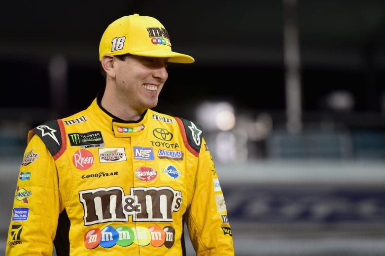 HOMESTEAD, FL - NOVEMBER 16:  Kyle Busch, driver of the #18 M&M's Toyota, stands on the grid during qualifying for the Monster Energy NASCAR Cup Series Ford EcoBoost 400 at Homestead-Miami Speedway on November 16, 2018 in Homestead, Florida.  (Photo by Jared C. Tilton/Getty Images) | Getty Images