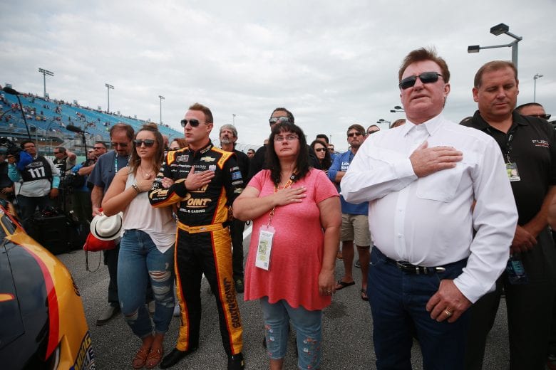 HOMESTEAD, FL - NOVEMBER 17:  Daniel Hemric, driver of the #21 South Point Hotel & Casino Chevrolet, stands on the grid during the NASCAR Xfinity Series Ford EcoBoost 300 at Homestead-Miami Speedway on November 17, 2018 in Homestead, Florida.  (Photo by Matt Sullivan/Getty Images) | Getty Images