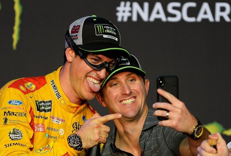HOMESTEAD, FL - NOVEMBER 18:  Joey Logano, driver of the #22 Shell Pennzoil Ford, celebrates after winning the Monster Energy NASCAR Cup Series Ford EcoBoost 400 and the Monster Energy NASCAR Cup Series Championship at Homestead-Miami Speedway on November 18, 2018 in Homestead, Florida.  (Photo by Robert Laberge/Getty Images) | Getty Images