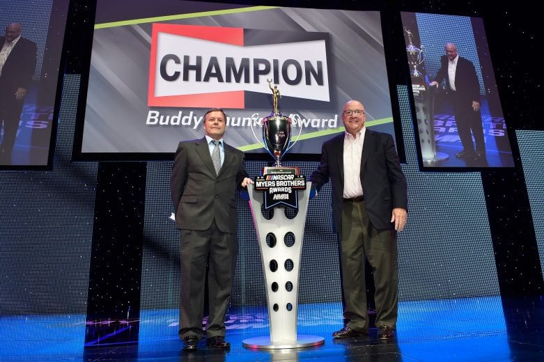 Talladega Superspeedway president Grant Lynch at the NMPA Myers Brothers Awards ceremony in Las Vegas.