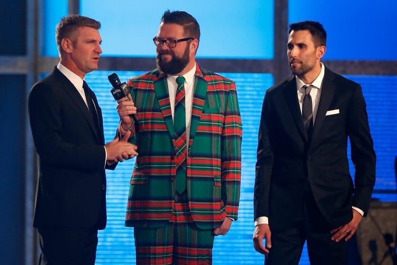 LAS VEGAS, NV - NOVEMBER 29: Clint Bowyer and Aric Almirola attend the Monster Energy NASCAR Cup Series Awards Celebration at the Wynn Las Vegas on November 29, 2018 in Las Vegas, Nevada. (Photo by Brian Lawdermilk/Getty Images) | Getty Images