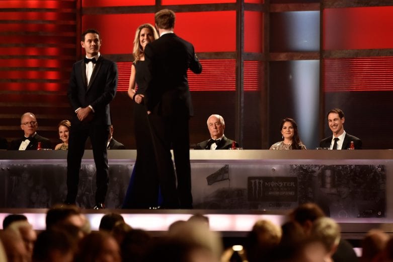 LAS VEGAS, NV - NOVEMBER 29: Kyle Larson and Brad Keselowski attend the Monster Energy NASCAR Cup Series Awards Celebration at the Wynn Las Vegas on November 29, 2018 in Las Vegas, Nevada. (Photo by David Becker/Getty Images) | Getty Images