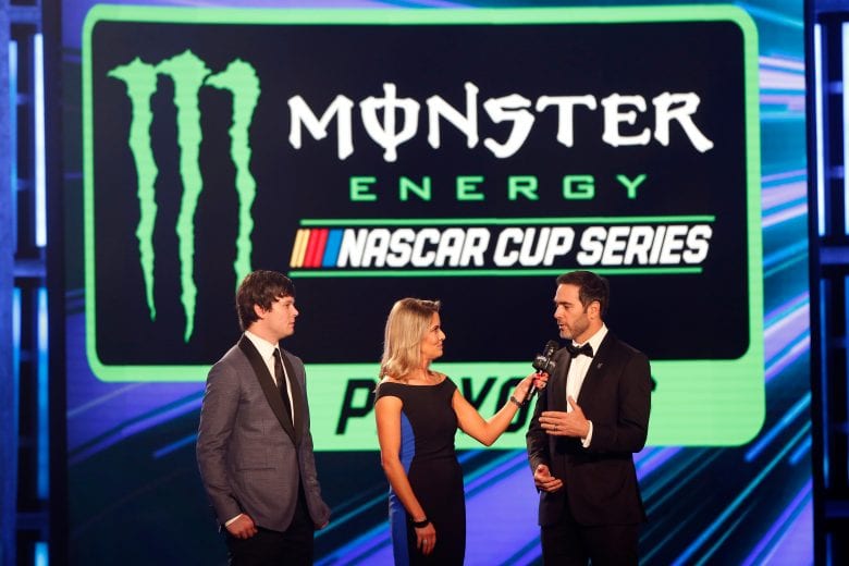 LAS VEGAS, NV - NOVEMBER 29: Jimmie Johnson and Erik Jones attend the Monster Energy NASCAR Cup Series Awards Celebration at the Wynn Las Vegas on November 29, 2018 in Las Vegas, Nevada. (Photo by Brian Lawdermilk/Getty Images) | Getty Images