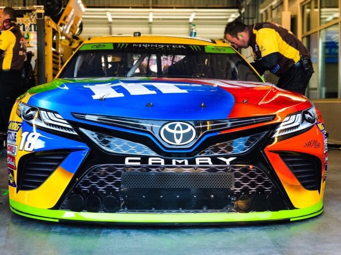 Kyle Busch's No. 18 Toyota in the Phoenix garage area