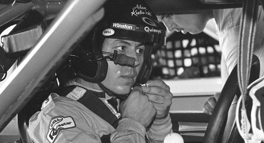 Alan Kulwicki gets ready for the start of a NASCAR Cup race.